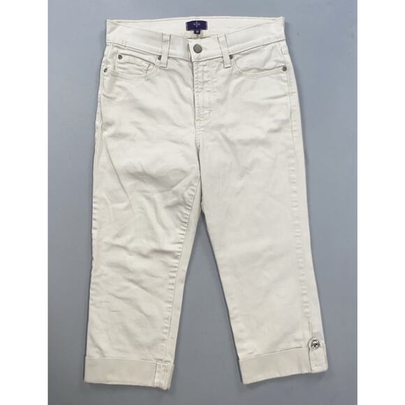 NYDJ Denim - NYDJ Lift/Tuck USA Made 'Crop' Cuffed Buttoned Embellished Lightweight Jeans. 4P